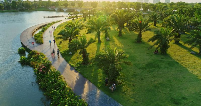 Con đường dạo bộ tại căn hộ 3 phòng ngủ Ecopark Văn Giang