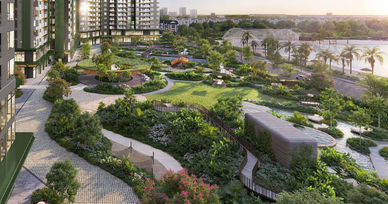 Công viên nội khu xanh mát tại chung cư Vinhomes Ocean Park 2