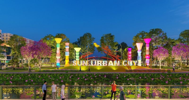 Công viên xanh mát cho cư dân sở hữu biệt thự song lập Sun Urban City Hà Nam