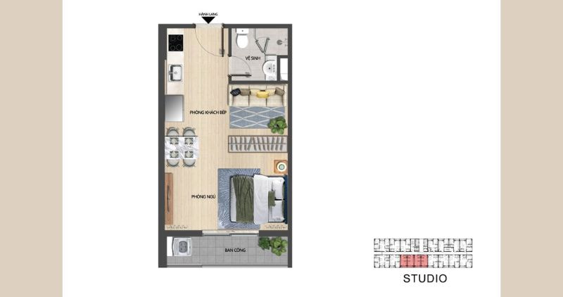 Mặt bằng căn hộ studio tại dự án The Pathway Thanh Hóa