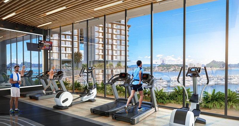 Phòng tập gym tại Sun Hạ Long được trang bị hệ thống máy móc hiện đại