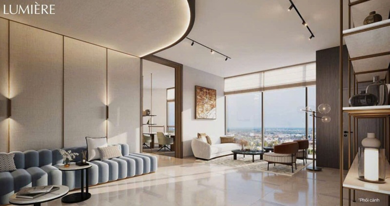 căn hộ 2 phòng ngủ tại Lumière Midtown được thiết kế sang trọng