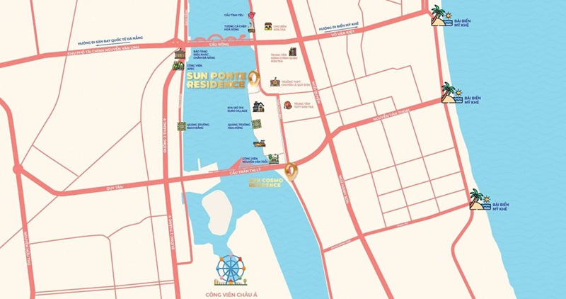 Sun Ponte Residence tọa lạc tại vị trí “kim cương” ngay trung tâm thành phố Đà Nẵng