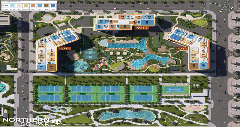 Phân khu Northern Square sở hữu thiết kế tinh tế và đúng chất xanh
